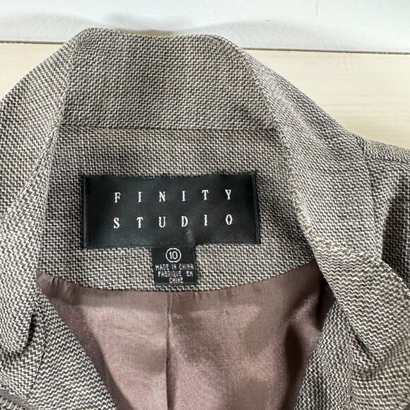 Finity Studio Wool Blend Jacket Women's 10 Brown tweed Pristine! - Picture 4 of 9